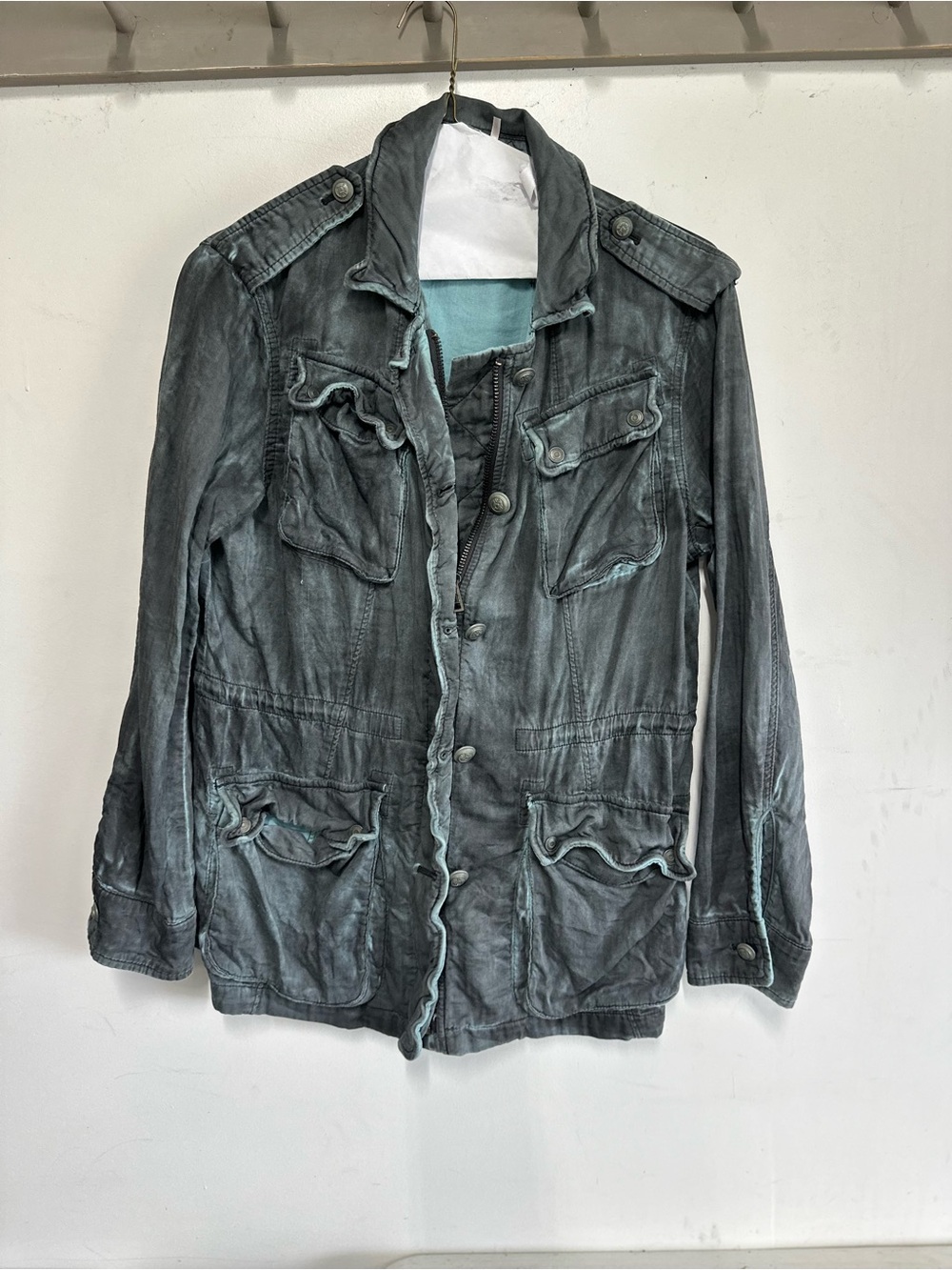 Free People Washed Grey Utility Jacket